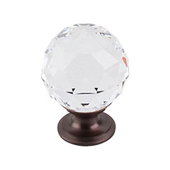 Top Knobs [TK126ORB] Crystal Cabinet Knob - Faceted Globe - Clear - Oil Rubbed Bronze Stem - 1 3/8&quot; Dia.