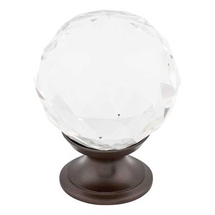 Top Knobs [TK126ORB] Crystal Cabinet Knob - Faceted Globe - Clear - Oil Rubbed Bronze Stem - 1 3/8" Dia.