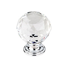 Top Knobs [TK126PC] Crystal Cabinet Knob - Faceted Globe - Clear - Polished Chrome Stem - 1 3/8&quot; Dia.