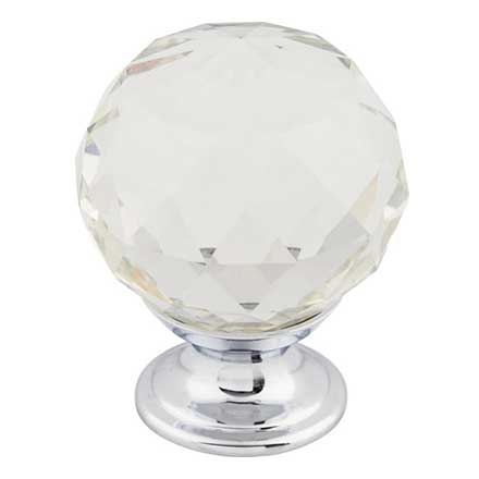 Top Knobs [TK126PC] Crystal Cabinet Knob - Faceted Globe - Clear - Polished Chrome Stem - 1 3/8" Dia.