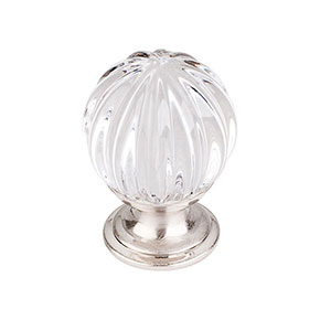 Top Knobs [TK127BSN] Crystal Cabinet Knob - Melon - Clear - Brushed Satin Nickel Stem - 1 1/8" Dia.