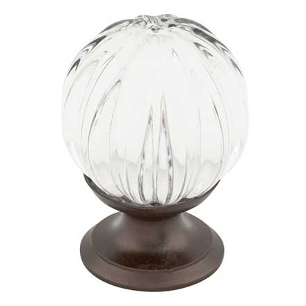 Top Knobs [TK127ORB] Crystal Cabinet Knob - Melon - Clear - Oil Rubbed Bronze Stem - 1 1/8" Dia.