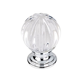 Top Knobs [TK127PC] Crystal Cabinet Knob - Melon - Clear - Polished Chrome Stem - 1 1/8" Dia.