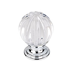Top Knobs [TK127PC] Crystal Cabinet Knob - Melon - Clear - Polished Chrome Stem - 1 1/8&quot; Dia.