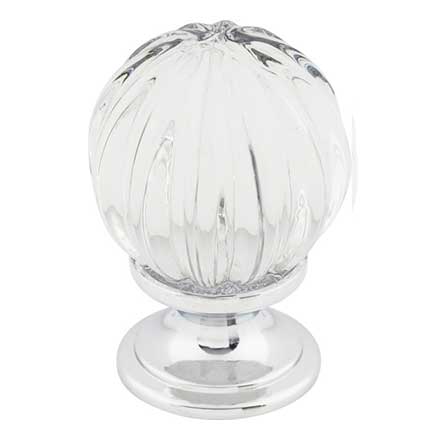 Top Knobs [TK127PC] Crystal Cabinet Knob - Melon - Clear - Polished Chrome Stem - 1 1/8" Dia.