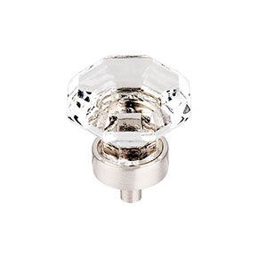 Top Knobs [TK128BSN] Crystal Cabinet Knob - Octagon - Clear - Brushed Satin Nickel Stem - 1 3/8" Dia.