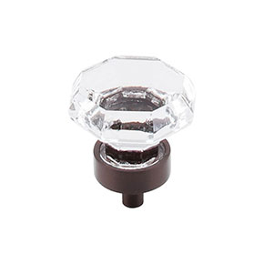 Top Knobs [TK128ORB] Crystal Cabinet Knob - Octagon - Clear - Oil Rubbed Bronze Stem - 1 3/8" Dia.
