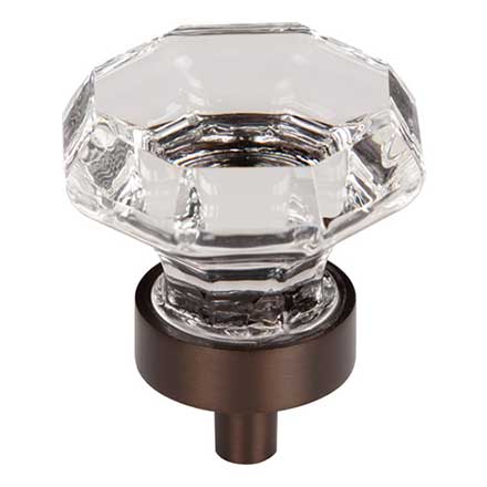 Top Knobs [TK128ORB] Crystal Cabinet Knob - Octagon - Clear - Oil Rubbed Bronze Stem - 1 3/8" Dia.