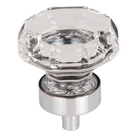 Top Knobs [TK128PC] Crystal Cabinet Knob - Octagon - Clear - Polished Chrome Stem - 1 3/8" Dia.