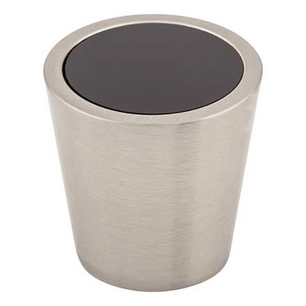 Top Knobs [TK129BSN] Crystal Cabinet Knob - Black Insert - Brushed Satin Nickel Stem - 1 1/16" Dia.
