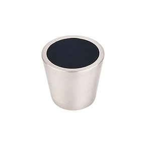Top Knobs [TK130BSN] Crystal Cabinet Knob - Black Insert - Brushed Satin Nickel Stem - 13/16" Dia.