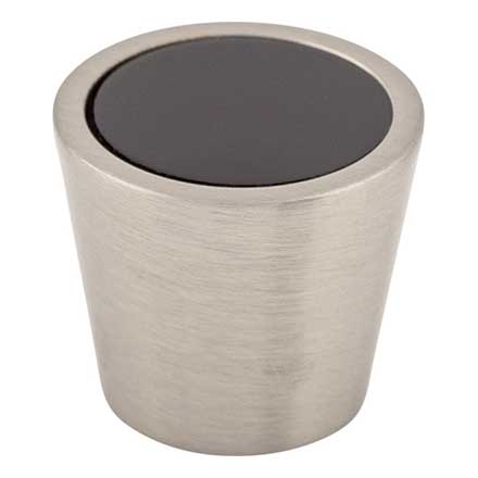 Top Knobs [TK130BSN] Crystal Cabinet Knob - Black Insert - Brushed Satin Nickel Stem - 13/16" Dia.