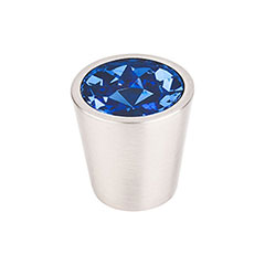 Top Knobs [TK131BSN] Crystal Cabinet Knob - Blue Insert - Brushed Satin Nickel Stem - 1 1/16&quot; Dia.