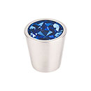 Top Knobs [TK131BSN] Crystal Cabinet Knob - Blue Insert - Brushed Satin Nickel Stem - 1 1/16" Dia.