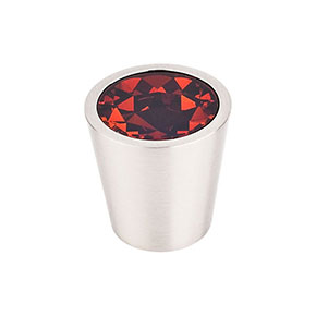 Top Knobs [TK133BSN] Crystal Cabinet Knob - Wine Insert - Brushed Satin Nickel Stem - 1 1/16" Dia.