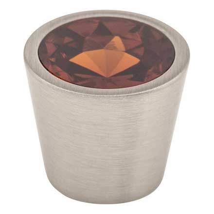 Top Knobs [TK134BSN] Crystal Cabinet Knob - Wine Insert - Brushed Satin Nickel Stem - 13/16" Dia.
