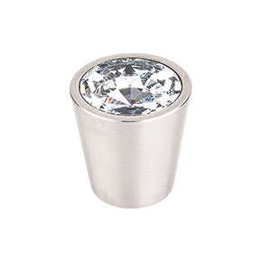 Top Knobs [TK135BSN] Crystal Cabinet Knob - Clear Insert - Brushed Satin Nickel Stem - 1 1/16" Dia.