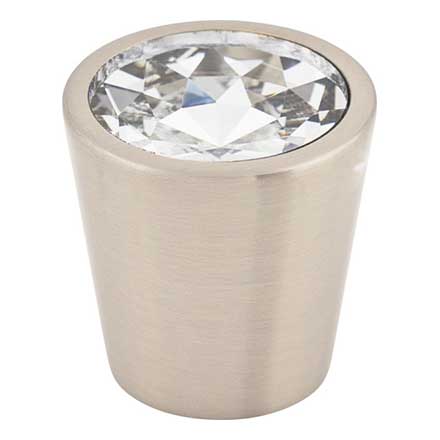 Top Knobs [TK135BSN] Crystal Cabinet Knob - Clear Insert - Brushed Satin Nickel Stem - 1 1/16" Dia.