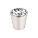 Top Knobs [TK135BSN] Crystal Cabinet Knob - Clear Insert - Brushed Satin Nickel Stem - 1 1/16" Dia.