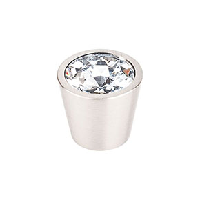Top Knobs [TK136BSN] Crystal Cabinet Knob - Clear Insert - Brushed Satin Nickel Stem - 13/16" Dia.
