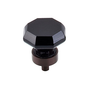 Top Knobs [TK137ORB] Crystal Cabinet Knob - Octagon - Black - Oil Rubbed Bronze Stem - 1 3/8" Dia.