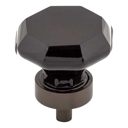 Top Knobs [TK137ORB] Crystal Cabinet Knob - Octagon - Black - Oil Rubbed Bronze Stem - 1 3/8" Dia.