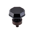 Top Knobs [TK137ORB] Crystal Cabinet Knob - Octagon - Black - Oil Rubbed Bronze Stem - 1 3/8&quot; Dia.