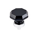 Top Knobs [TK137PC] Crystal Cabinet Knob - Octagon - Black - Polished Chrome Stem - 1 3/8" Dia.