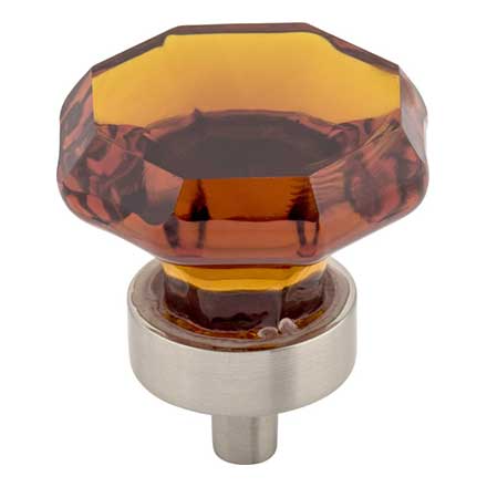 Top Knobs [TK138BSN] Crystal Cabinet Knob - Octagon - Wine - Brushed Satin Nickel Stem - 1 3/8" Dia.