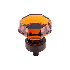 Top Knobs [TK138ORB] Crystal Cabinet Knob - Octagon - Wine - Oil Rubbed Bronze Stem - 1 3/8&quot; Dia.