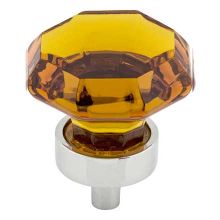 Top Knobs [TK138PC] Crystal Cabinet Knob - Octagon - Wine - Polished Chrome Stem - 1 3/8" Dia.