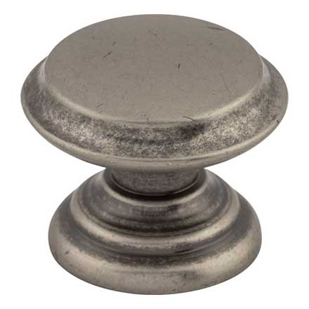 Top Knobs [M1232] Die Cast Zinc Cabinet Knob - Flat Top Series - Pewter Antique Finish - 1 3/8" Dia.