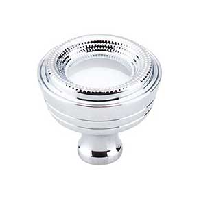 Top Knobs [M1620] Hollow Brass Cabinet Knob - Beaded Series - Polished Chrome Finish - 1 5/16" Dia.