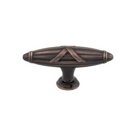 Top Knobs [M1646] Die Cast Zinc Cabinet T-Knob - Ribbon &amp; Reed Series - Tuscan Bronze Finish - 2 3/4&quot; L