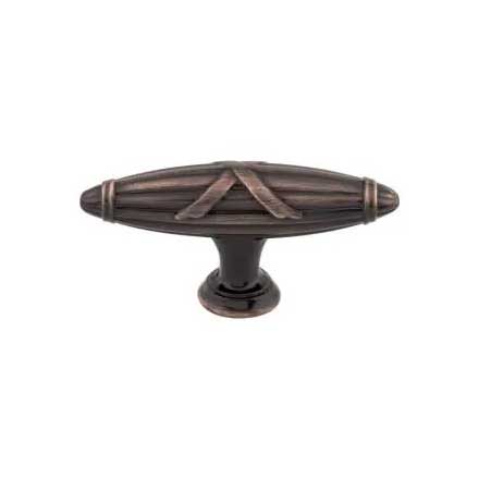 Top Knobs [M1646] Die Cast Zinc Cabinet T-Knob - Ribbon &amp; Reed Series - Tuscan Bronze Finish - 2 3/4&quot; L