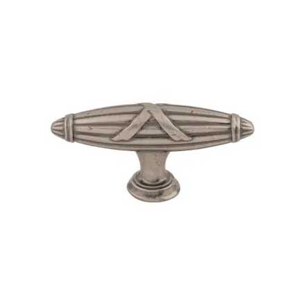 Top Knobs [M929] Die Cast Zinc Cabinet T-Knob - Ribbon &amp; Reed Series - Pewter Antique Finish - 2 3/4&quot; L