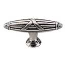 Top Knobs [M929] Die Cast Zinc Cabinet T-Knob - Ribbon &amp; Reed Series - Pewter Antique Finish - 2 3/4&quot; L