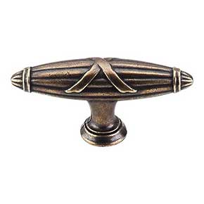 Top Knobs [M930] Die Cast Zinc Cabinet T-Knob - Ribbon & Reed Series - German Bronze Finish - 2 3/4" L