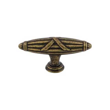 Top Knobs [M930] Die Cast Zinc Cabinet T-Knob - Ribbon &amp; Reed Series - German Bronze Finish - 2 3/4&quot; L