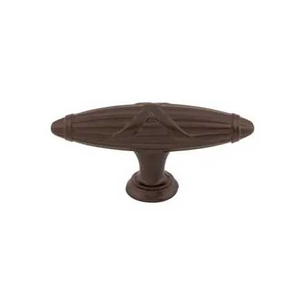 Top Knobs [M931] Die Cast Zinc Cabinet T-Knob - Ribbon &amp; Reed Series - Oil Rubbed Bronze Finish - 2 3/4&quot; L