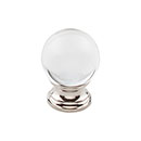 Top Knobs [TK841PN] Glass Cabinet Knob - Clarity Series - Clear - Polished Nickel Stem - 1 3/16" Dia.