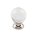Top Knobs [TK842PN] Glass Cabinet Knob - Clarity Series - Clear - Polished Nickel Stem - 1 3/8" Dia.