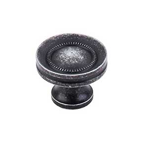Top Knobs [M293] Die Cast Zinc Cabinet Knob - Button Faced Series - Black Iron Finish - 1 1/4" Dia.