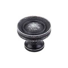 Top Knobs [M293] Die Cast Zinc Cabinet Knob - Button Faced Series - Black Iron Finish - 1 1/4&quot; Dia.