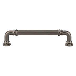 Top Knobs [TK323AG] Die Cast Zinc Cabinet Pull Handle - Reeded Series - Oversized - Ash Gray Finish - 5" C/C - 5 11/16" L