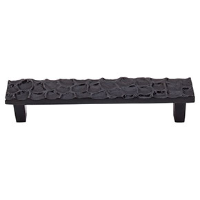 Top Knobs [TK305CB] Solid Brass Cabinet Pull Handle - Cobblestone Series - Oversized - Coal Black Finish - 5 1/16" C/C - 5 7/8" L