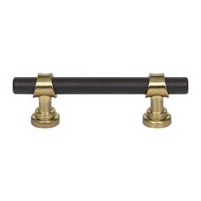 Top Knobs [M2700] Die Cast Zinc Cabinet Pull Handle - Bit Series - Standard Size - Flat Black & Honey Bronze Finish - 3" C/C - 4 3/4" L