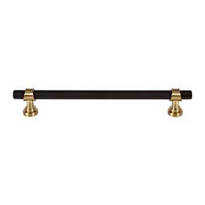 Top Knobs [M2740] Die Cast Zinc Cabinet Pull Handle - Bit Series - Oversized - Flat Black & Honey Bronze Finish - 7 9/16" C/C - 9 5/16" L