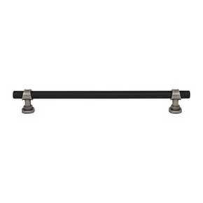 Top Knobs [M2754] Die Cast Zinc Cabinet Pull Handle - Bit Series - Oversized - Flat Black & Pewter Antique Finish - 8 13/16" C/C - 10 1/2" L