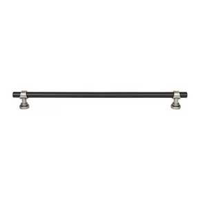 Top Knobs [M2766] Die Cast Zinc Cabinet Pull Handle - Bit Series - Oversized - Flat Black & Pewter Antique Finish - 12" C/C - 13 3/4" L